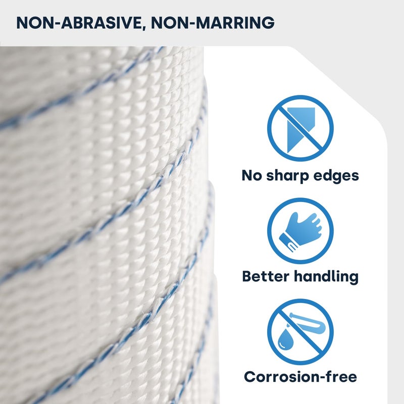 ESK Packaging ® Woven Poly Cord Strapping - 3/4" x 250 Foot x 2400lbs Break Strength – Heavy Duty, Weather-Resistant Flat Rope – 1 Roll - Image 4
